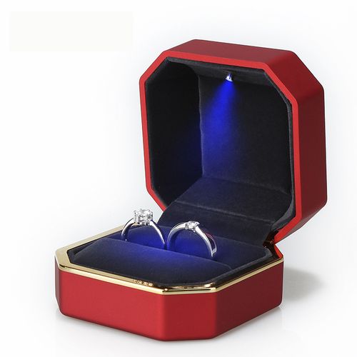 蝶灿 饰品首饰盒大容量精致珠宝戒指盒婚礼项链手表收纳盒 红色戒指盒