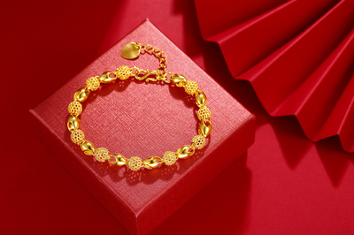 红底 红背景 中国红 中国金 24K婚庆黄金饰品